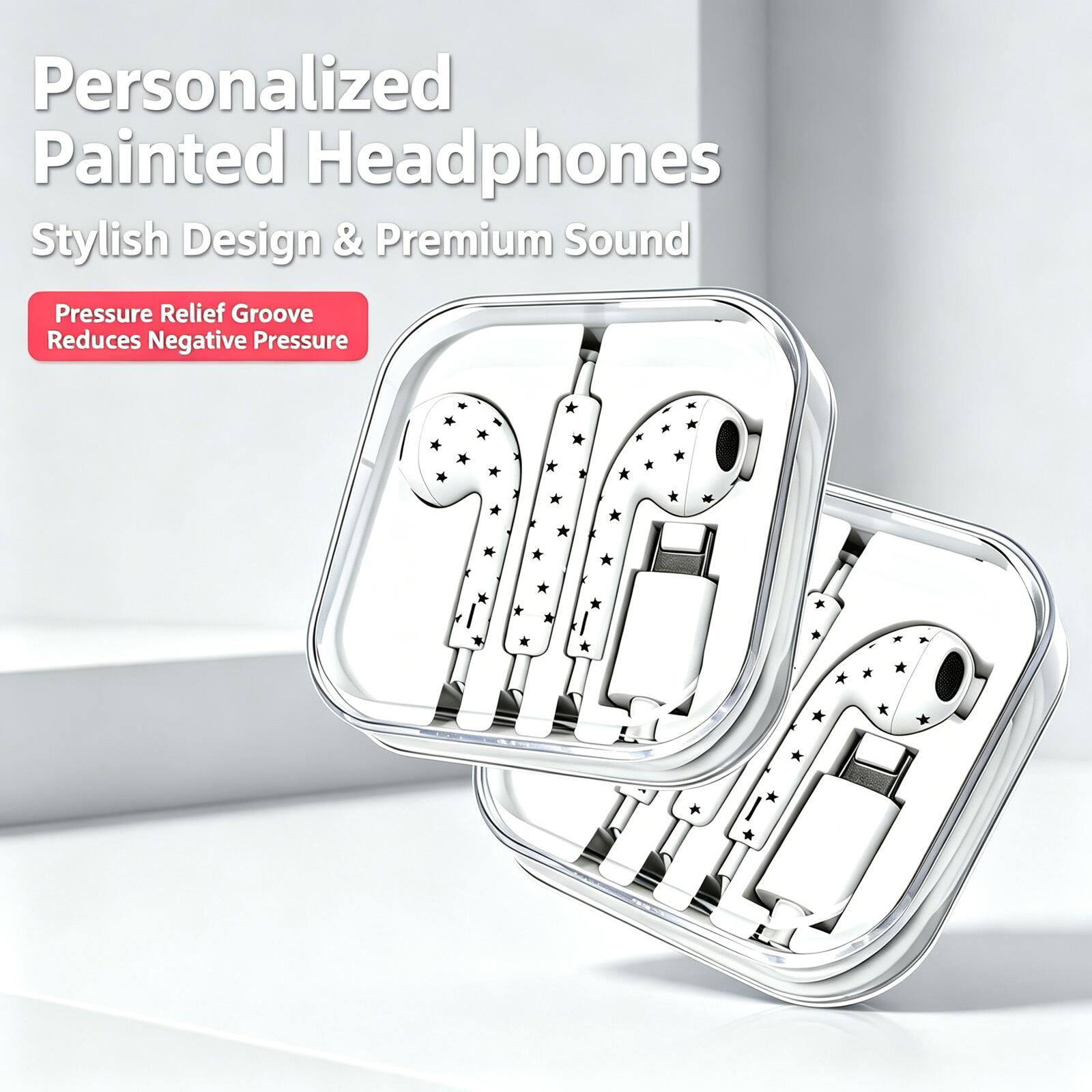 Wired Earphone Lightning - Fashion Type-C Wired Earphones Painted Star