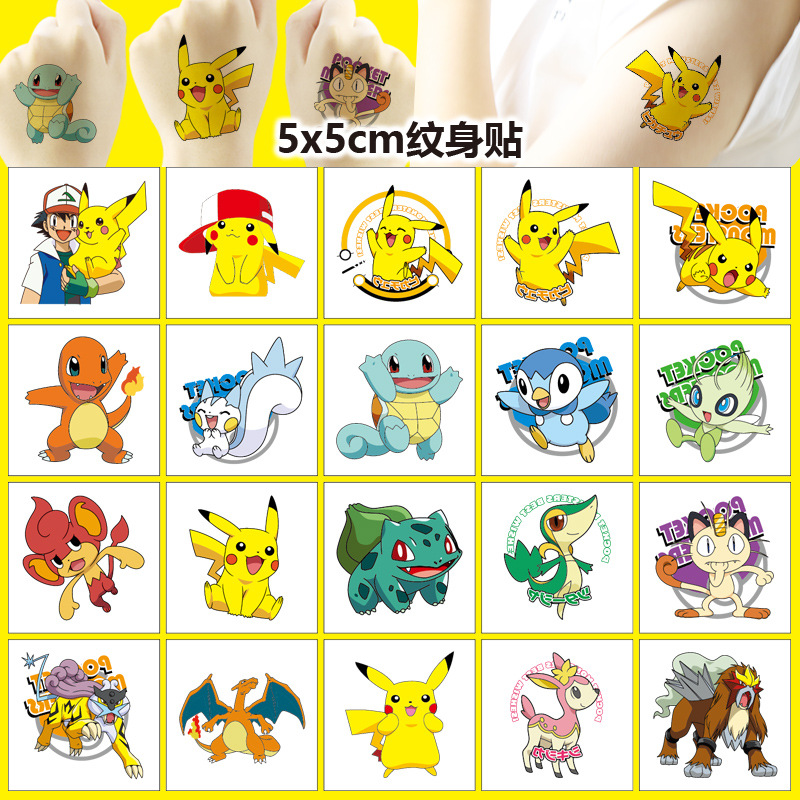 Tablet Cute Accessories - 5*5cm 20pcs Pokemon Pikachu Tattoo Sticker
