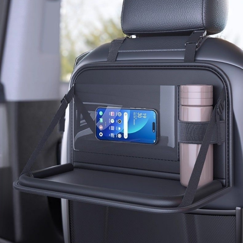 Tablet And Accessories Bag - Car Seatback Organizer Foldable Table Tray
