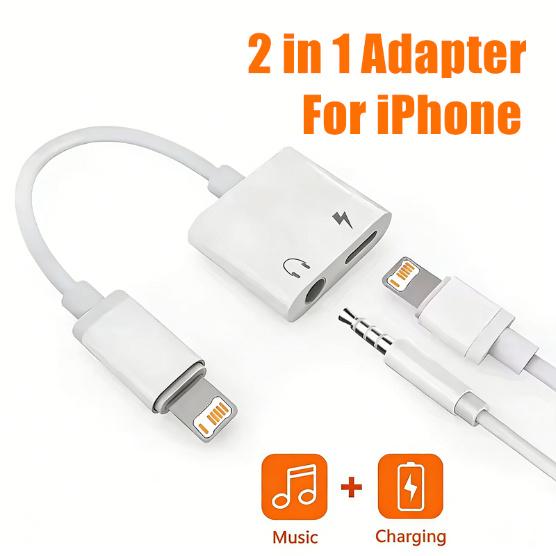 Wired Earphone Lightning - 2 in 1 iOS to 3.5mm