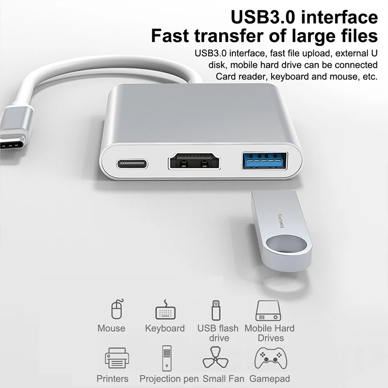 3 in 1 USB Type C Hub to 4K HD - Tablet Ipad Accessories ulasan dan harga