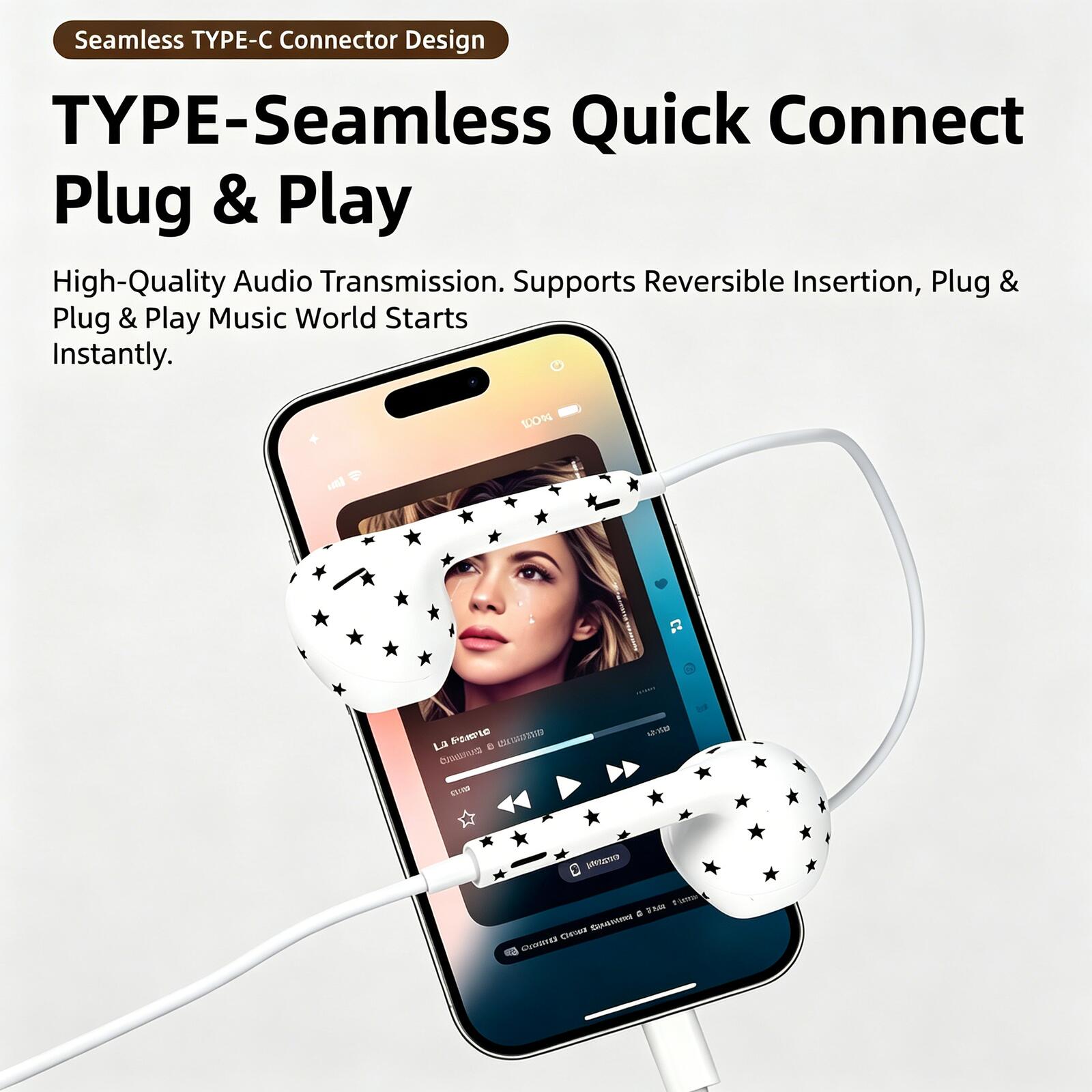 Fashion Type-C Wired Earphones - Wired Earphone Lightning ulasan dan harga