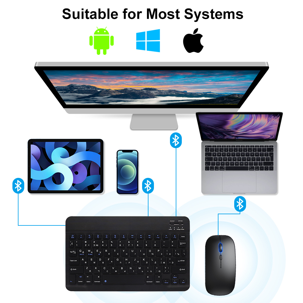Bluetooth Keyboard and Mouse F - Android Tablet Gaming Accessories ulasan dan harga