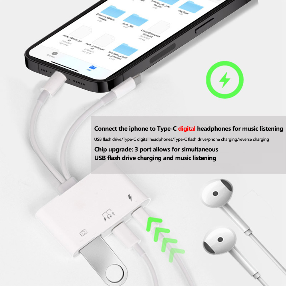 2 in 1 Lightning Type C to USB - Wired Earphone Lightning ulasan dan harga