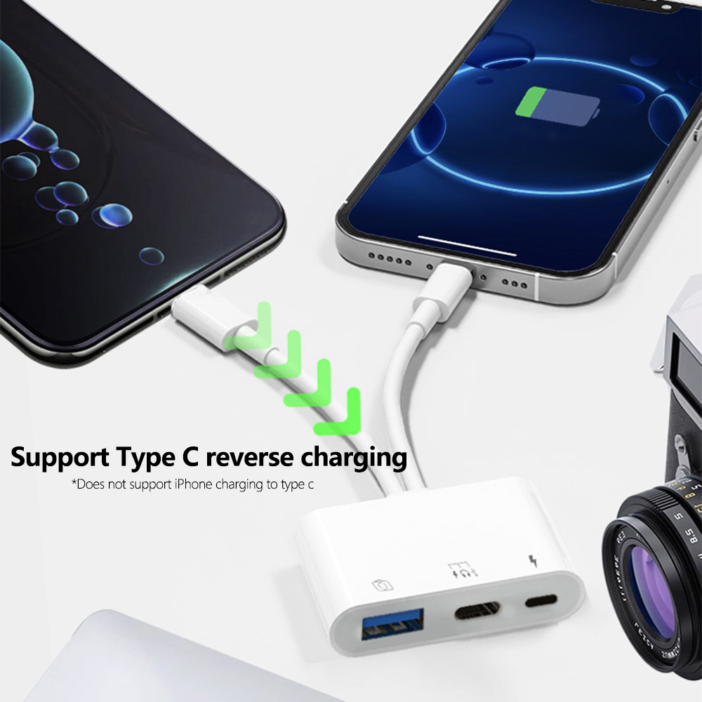 2 in 1 Lightning Type C to USB - Wired Earphone Lightning ulasan dan harga